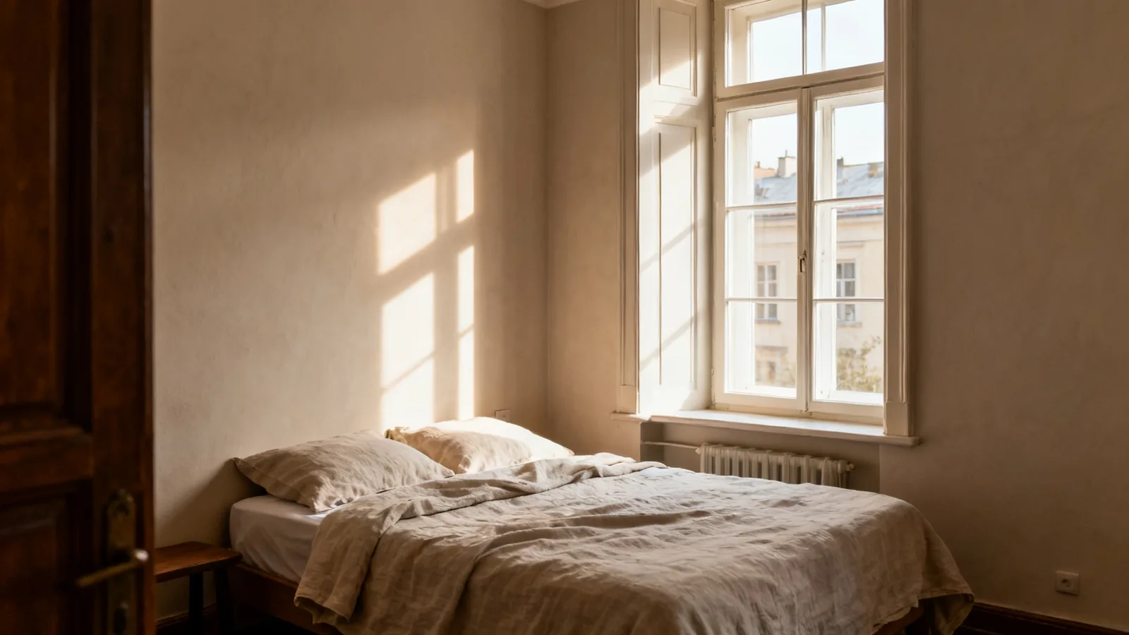 Illustrative room with morning light beside a window