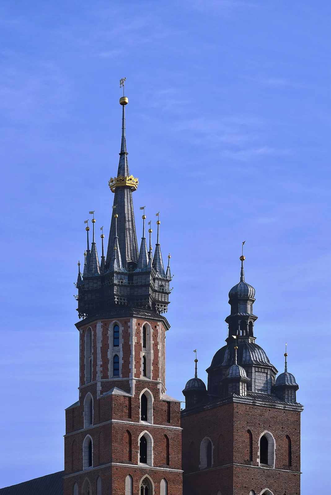 The two towers of St Mary's Basilica in Krakow